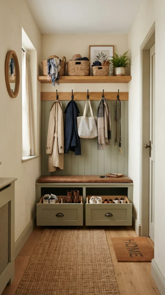 Add a Green Mudroom Bench With Storage