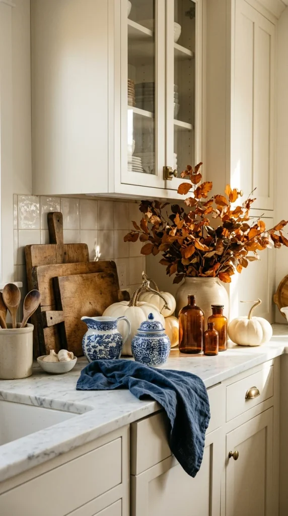 Add Blue Fall Decor to the Kitchen
