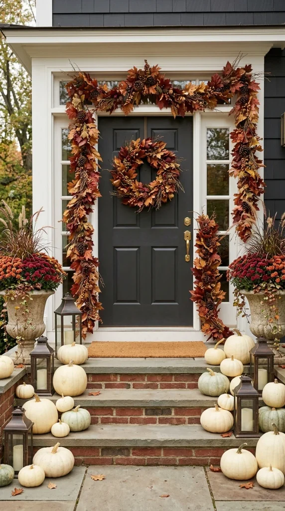 Add Fall Garland Around a Doorway