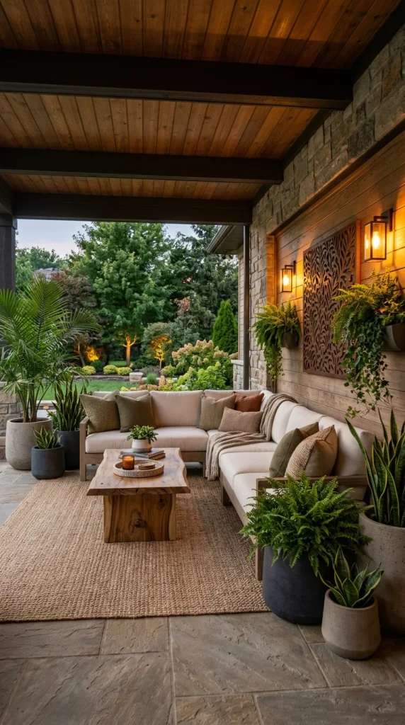 Combine Greenery, Lighting, and Wall Art