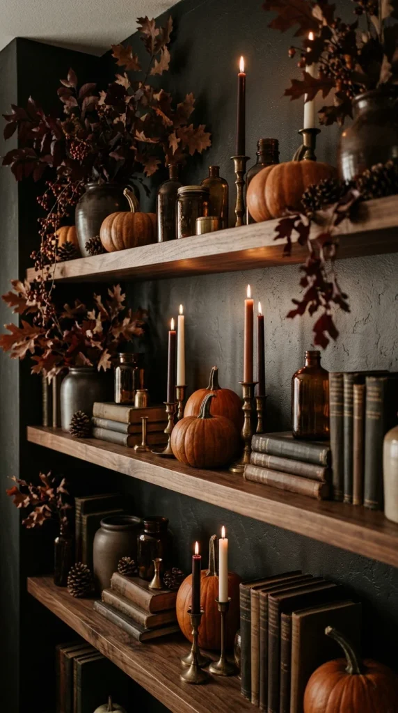 Create Moody Fall Shelf Decor