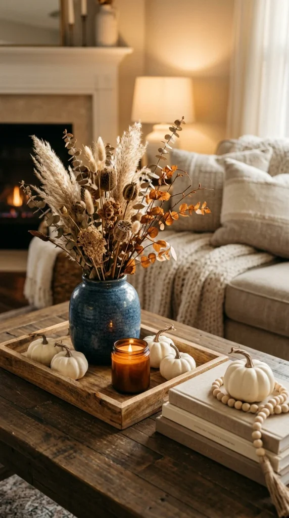 Create a Blue and White Fall Coffee Table