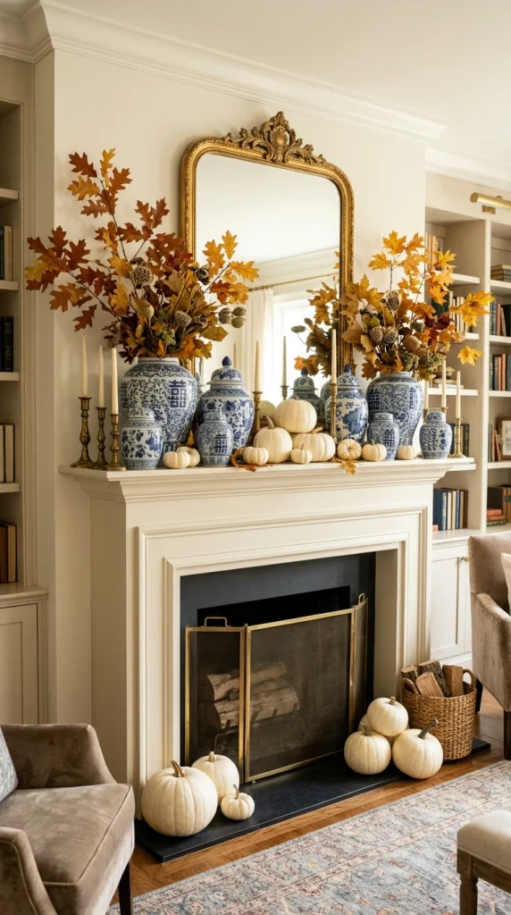 Create a Blue and White Fall Mantle