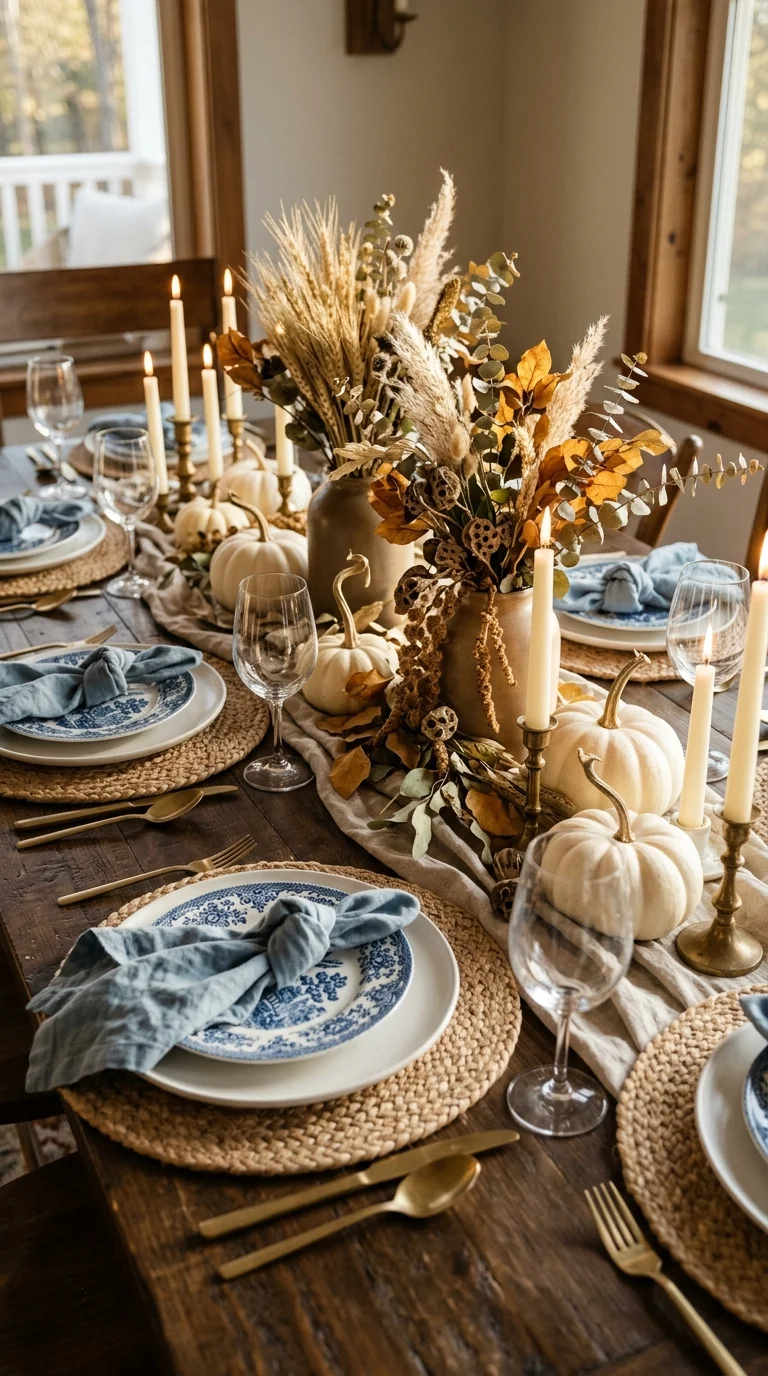 Create a Blue and White Fall Tablescape