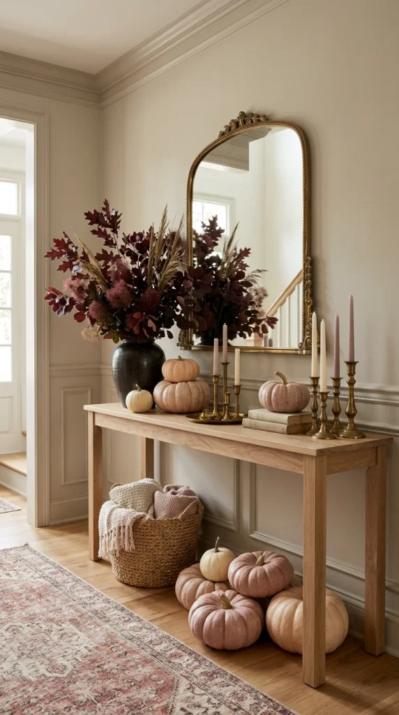 Create a Pink and Burgundy Fall Entryway