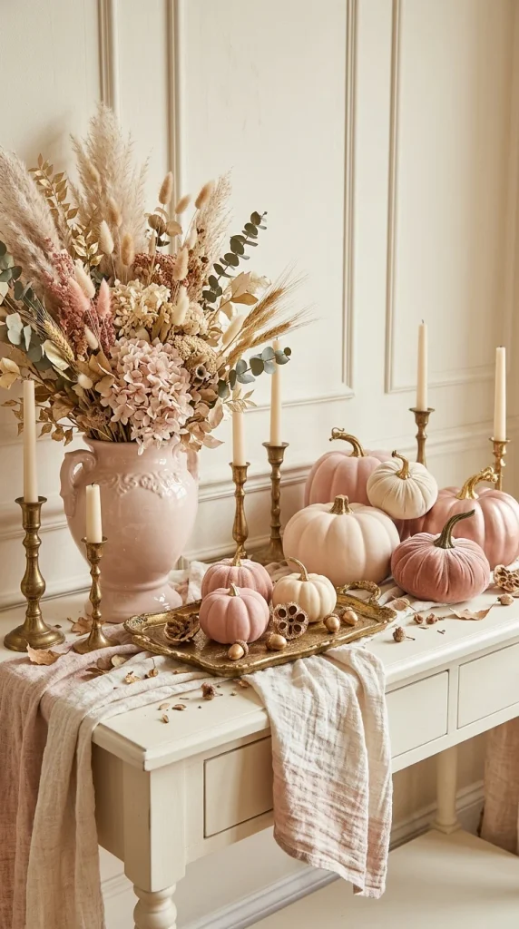 Create a Pink and Gold Fall Display