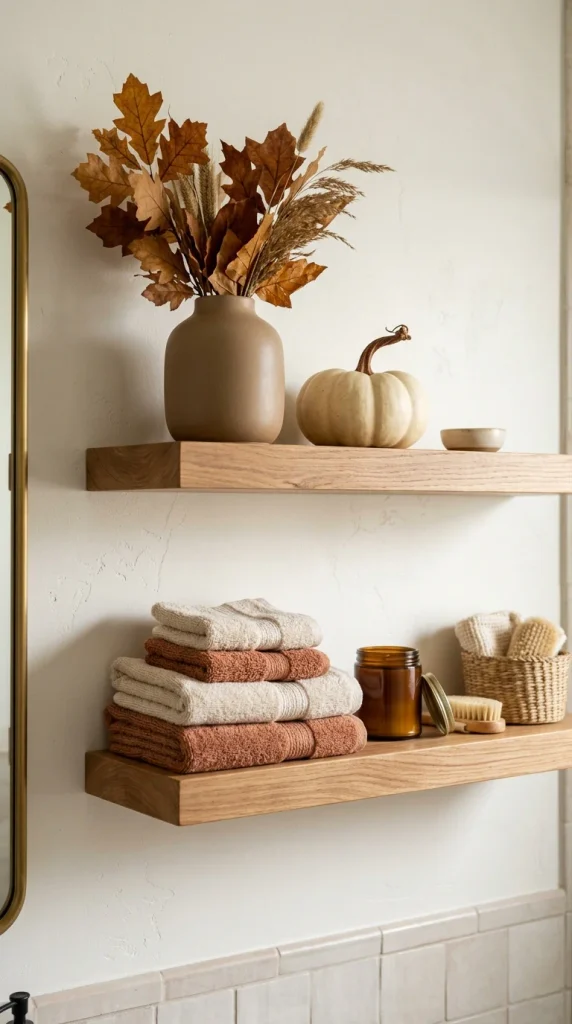 Decorate Bathroom Shelves for Fall