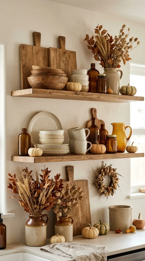 Decorate Open Shelves for Fall