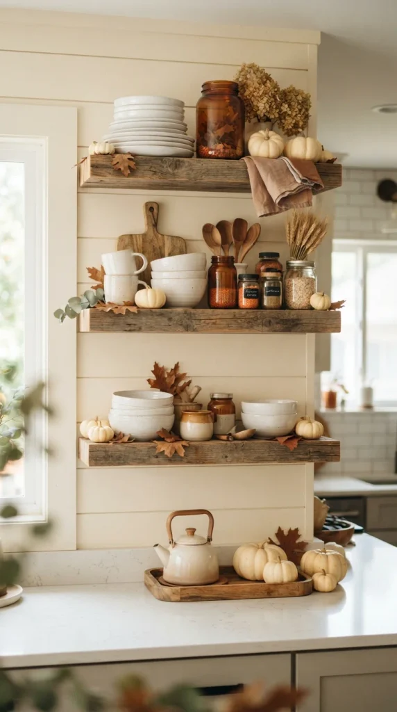 Decorate Open Shelves for Fall