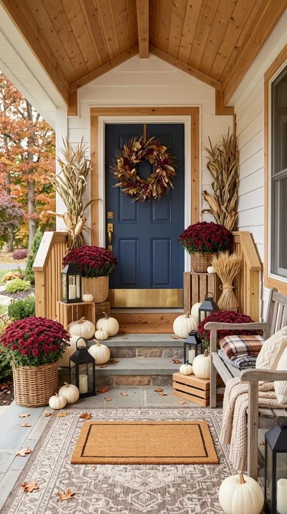 Decorate a Blue and White Front Porch