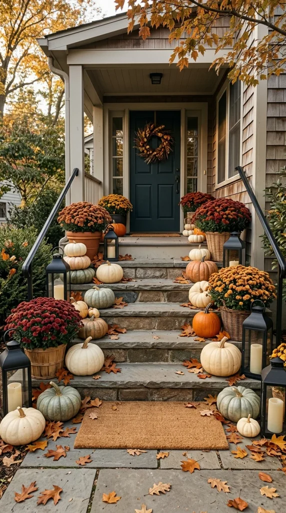 Decorate the Steps With Pumpkins