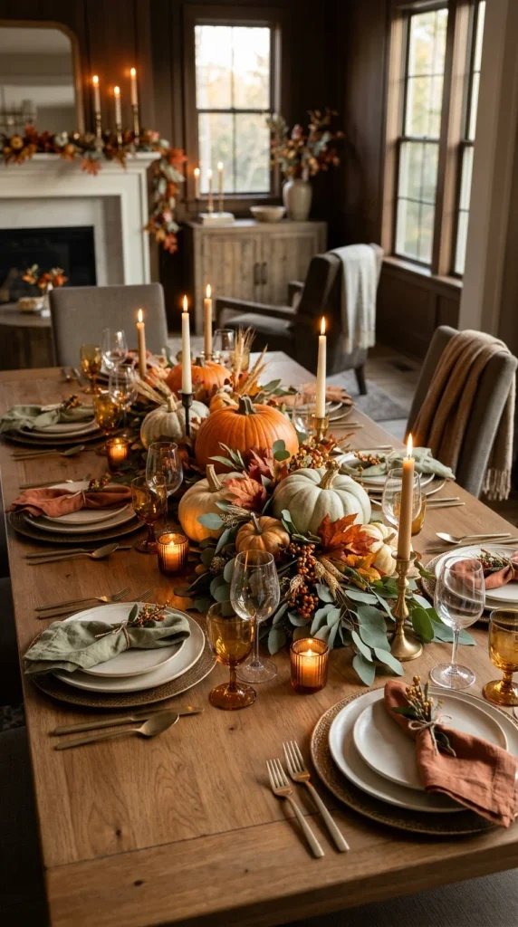 Mix Pumpkins, Candles, and Foliage