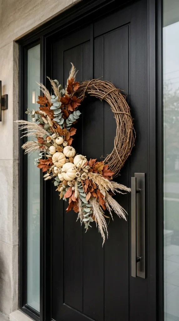 Modern Asymmetrical Fall Wreath