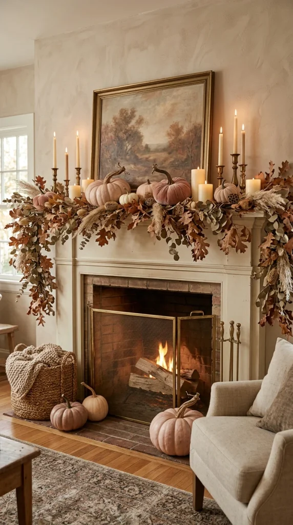 Style a Pink Fall Mantel