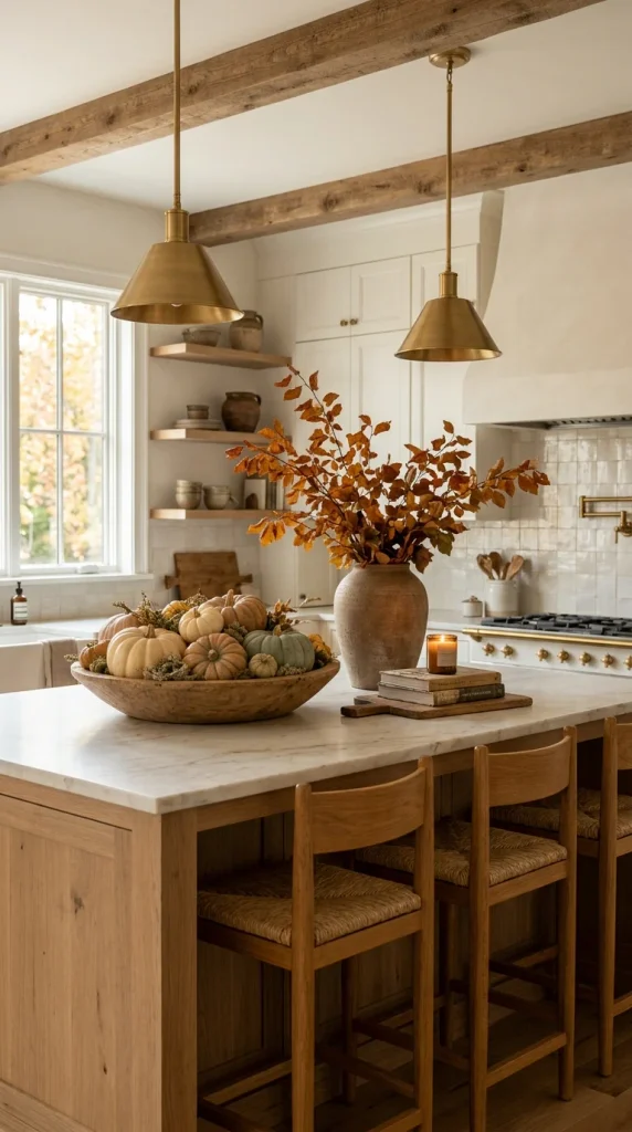 Style the Kitchen Island With Pumpkins