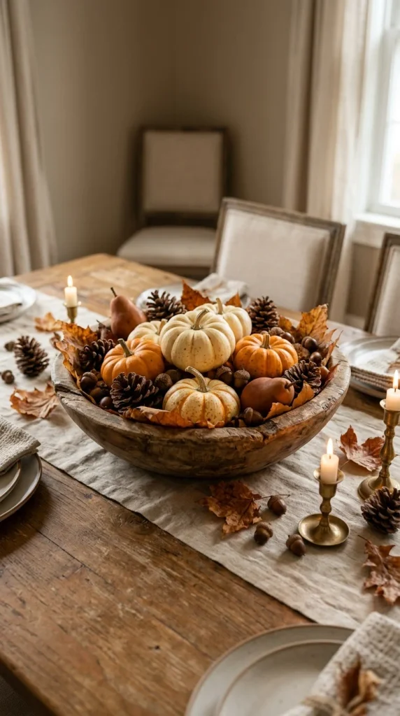 Use a Wooden Bowl as the Centerpiece