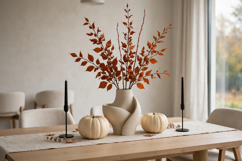 Modern minimal fall table centerpiece