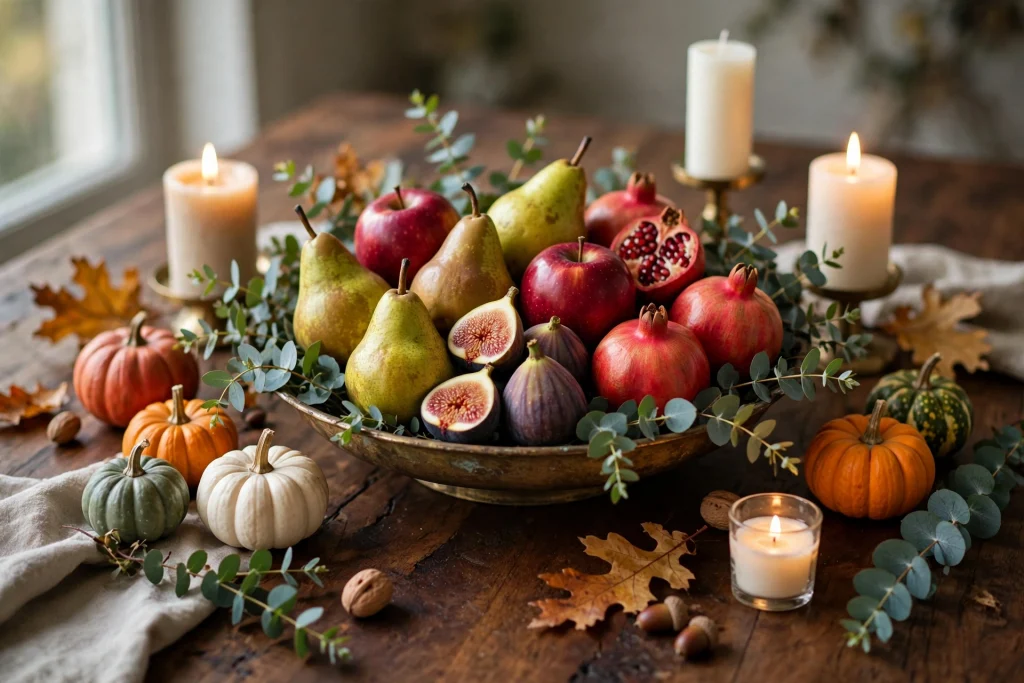 Seasonal fruit fall table centerpiece