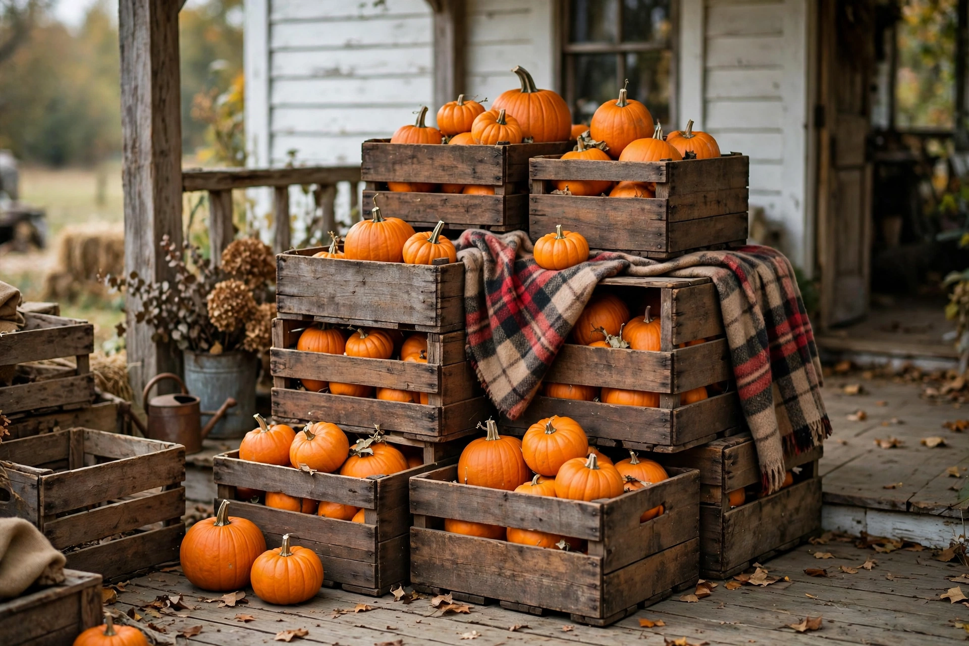 3. Stack Vintage Wooden Crates