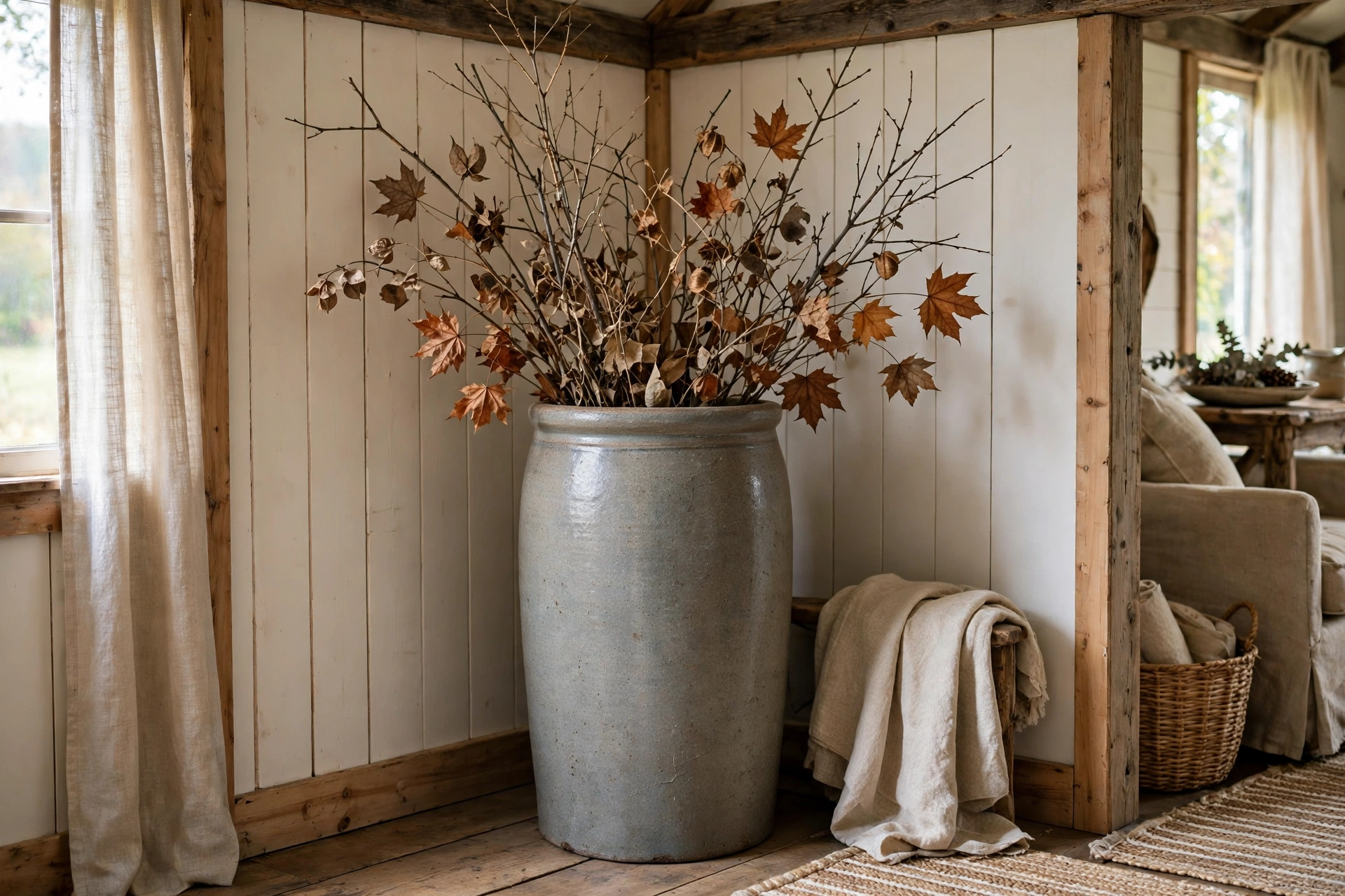 11. Fill a Crock With Fall Branches