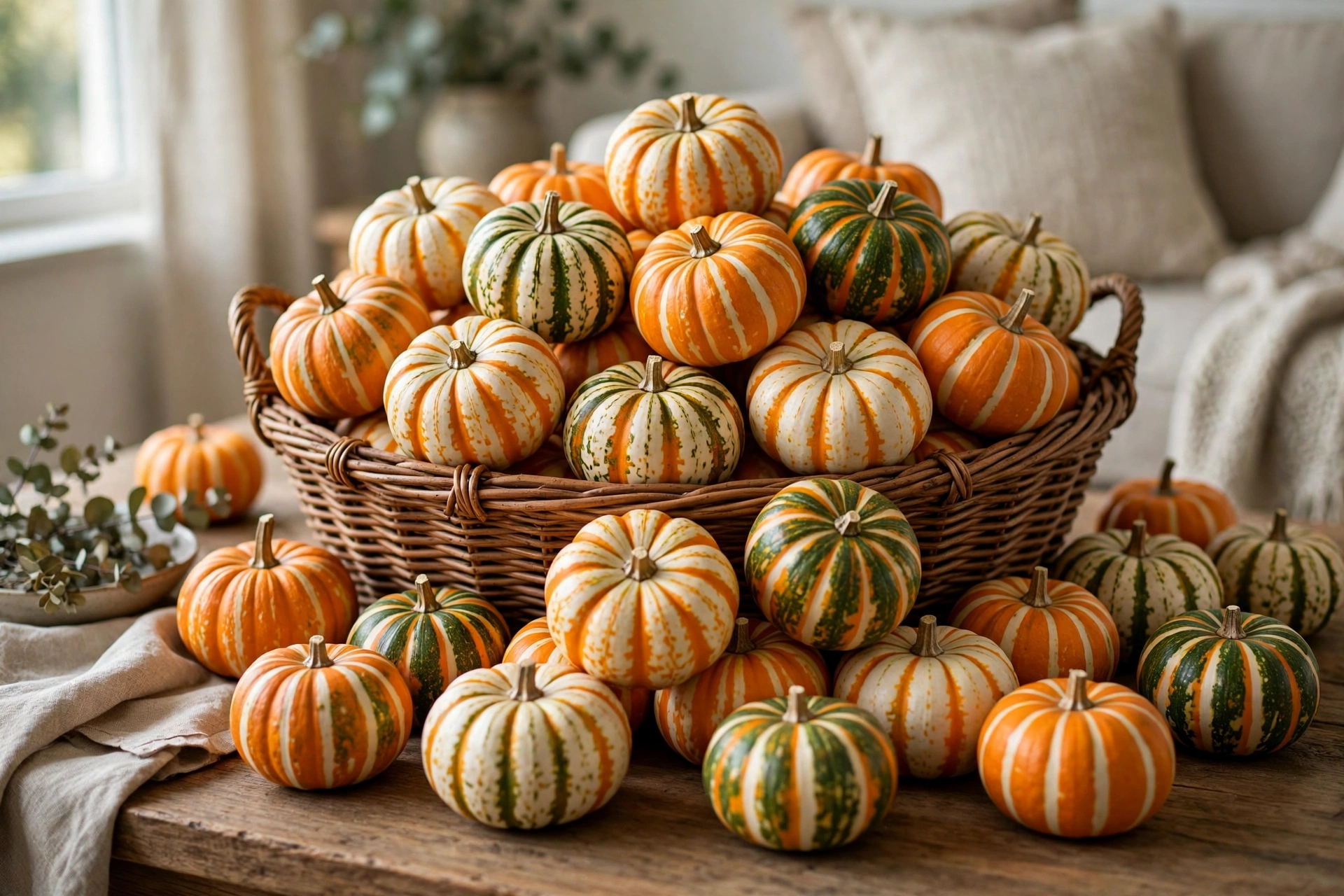 6. Fill a Basket With Mini Pumpkins