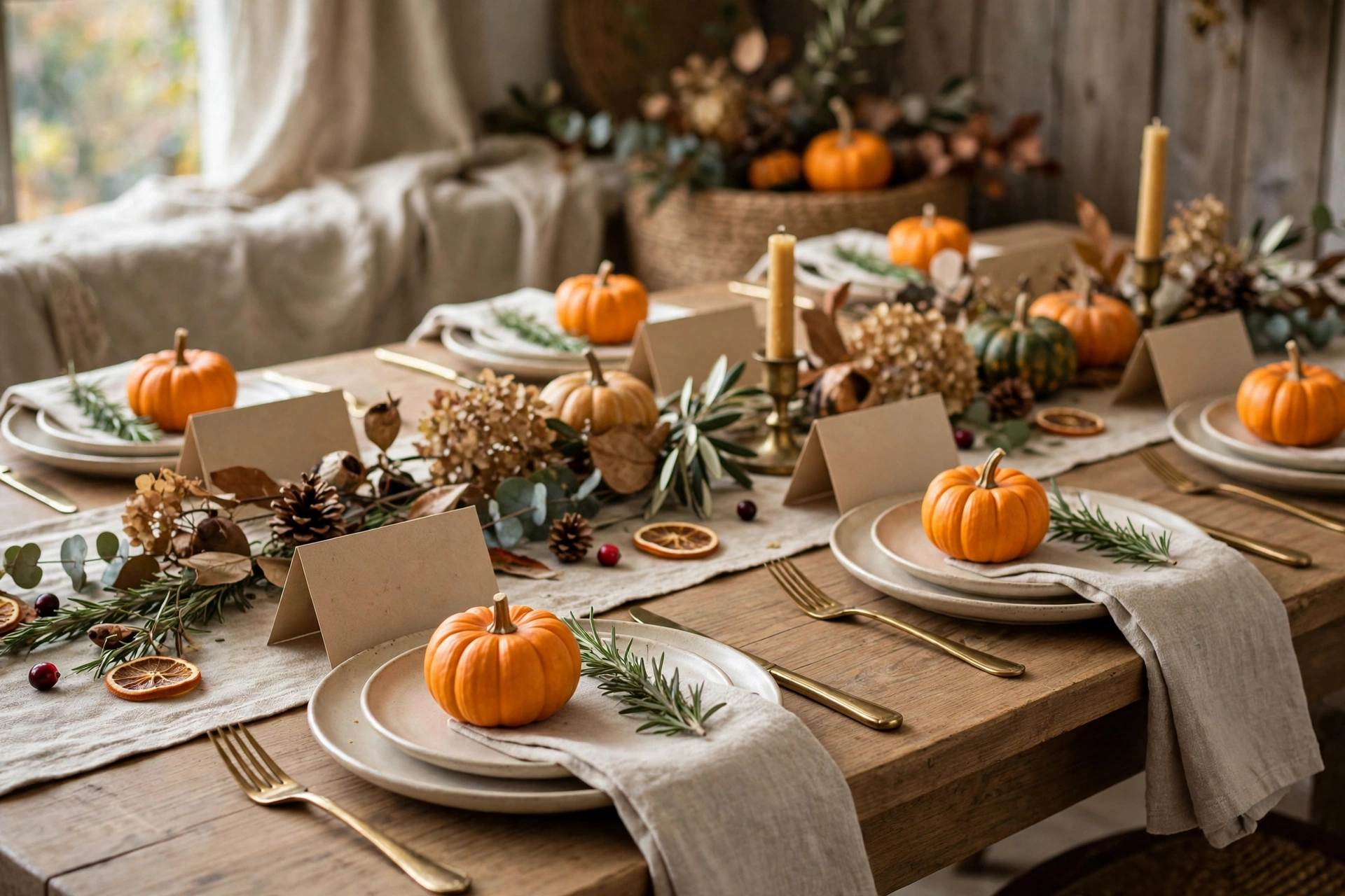 13. Add Pumpkin Place Settings for Thanksgiving