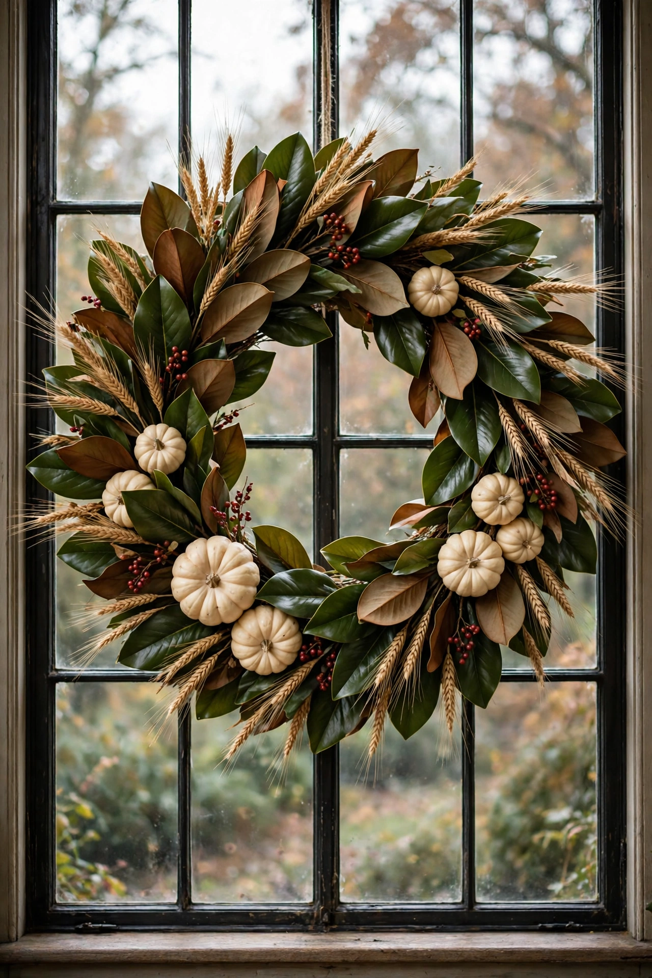 Large statement wreath on a tall window